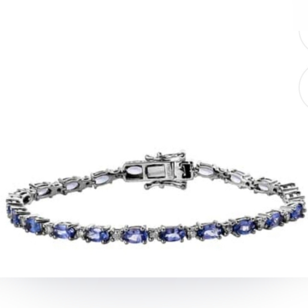 Genuine AAA Tanzanite & Moissanite Tennis Bracelet New!